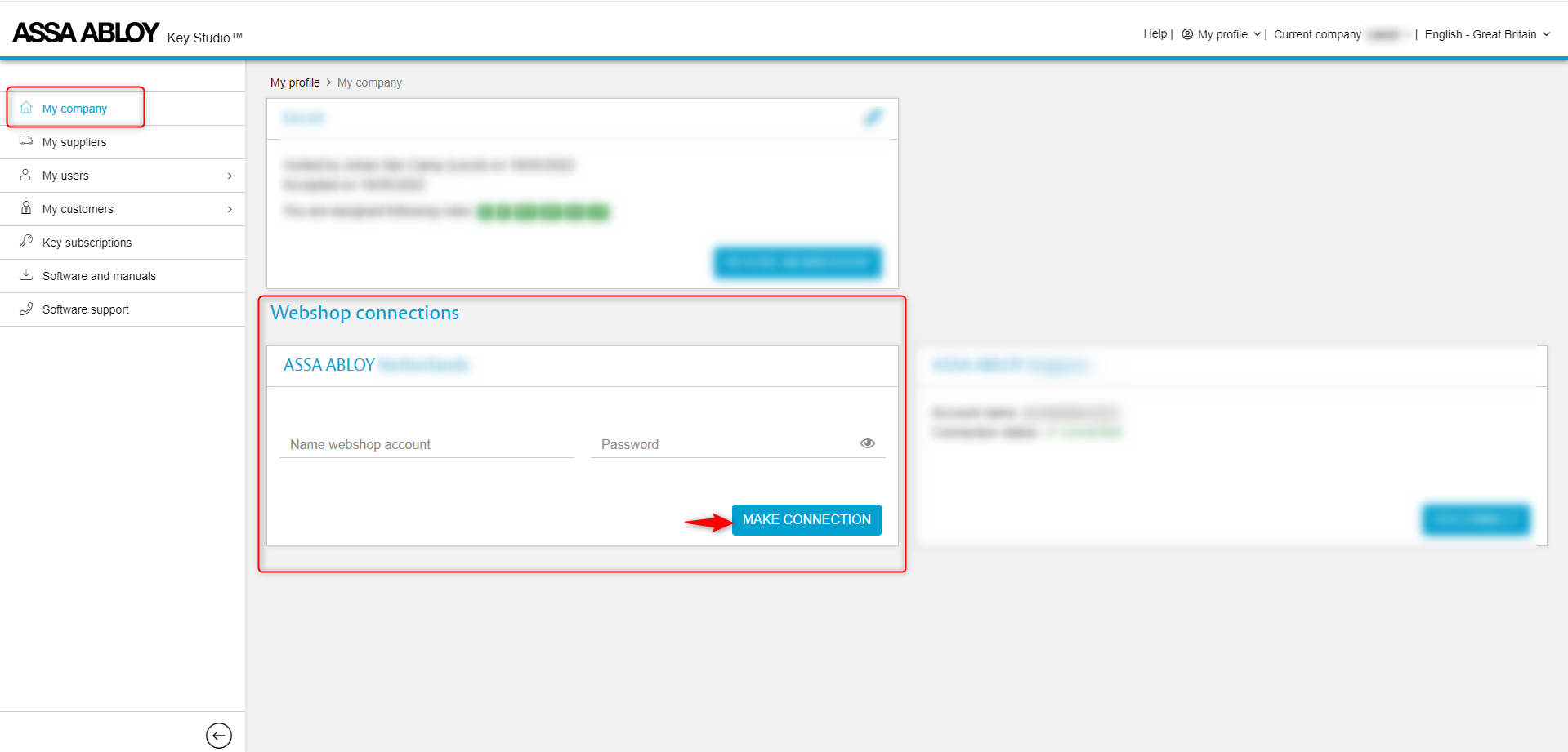 Webshop connection
