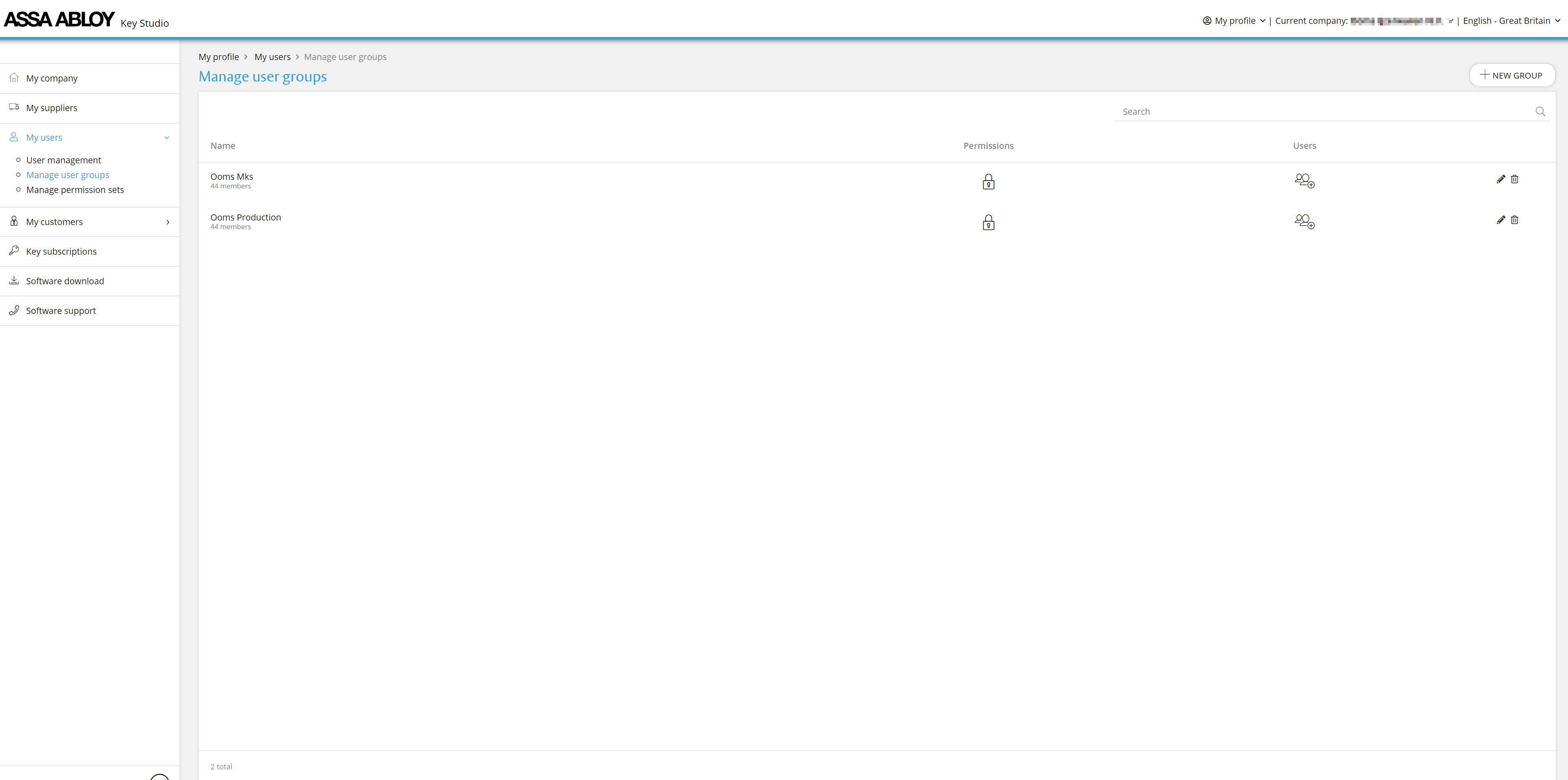 My Users - manage user groups