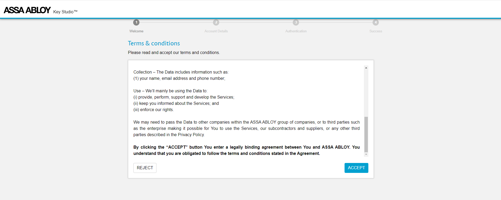accept terms and conditions
