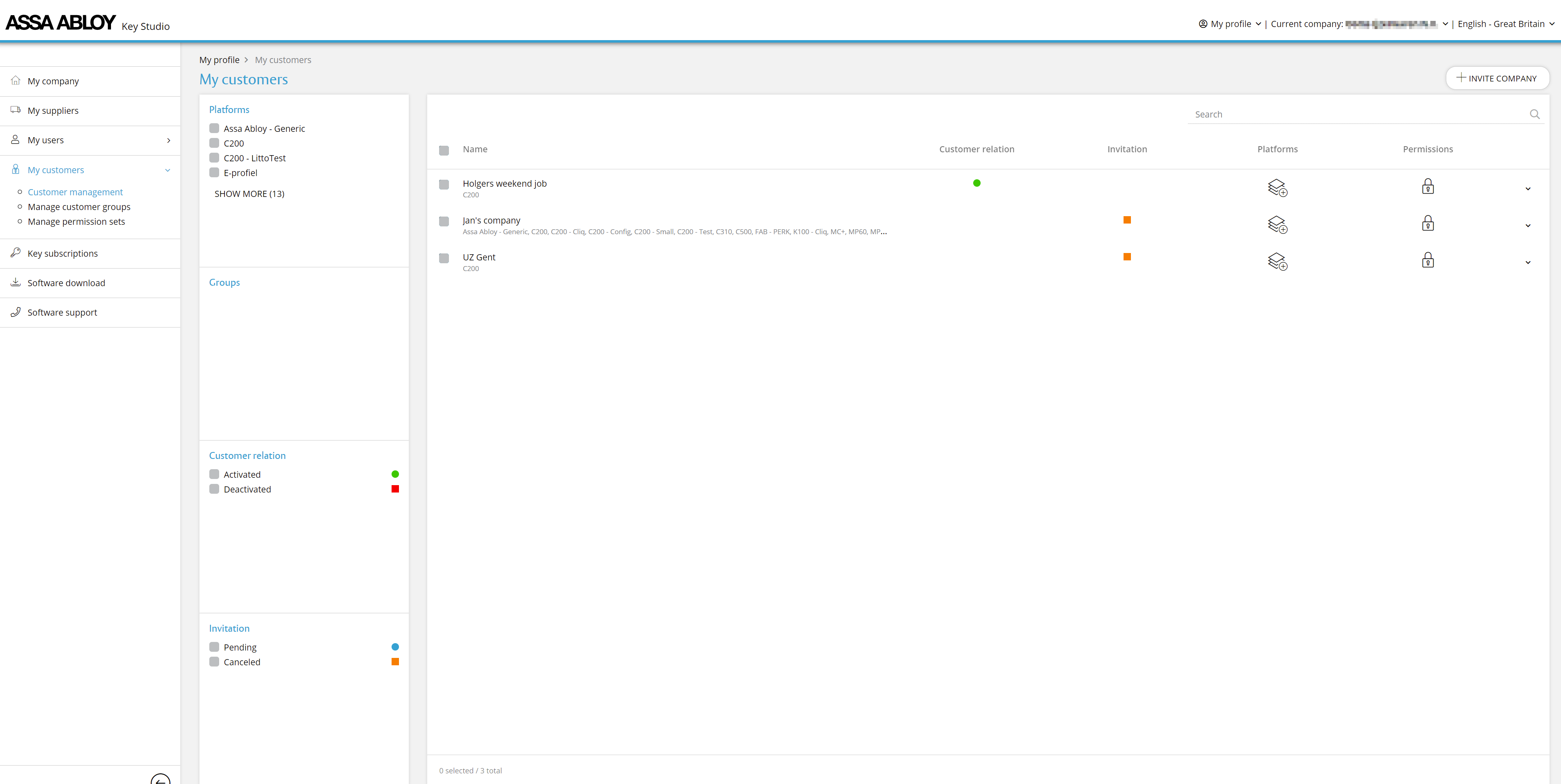 My customers - customer management dashboard